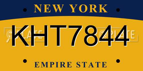 KHT7844 New York License Plate