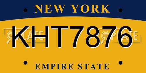 KHT7876 New York License Plate