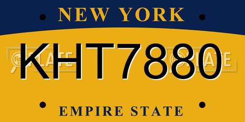 KHT7880 New York License Plate