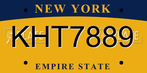 KHT7889 New York License Plate
