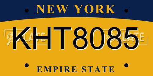 KHT8085 New York License Plate
