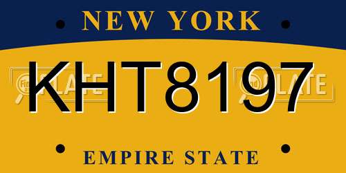 KHT8197 New York License Plate