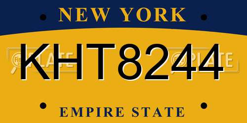 KHT8244 New York License Plate