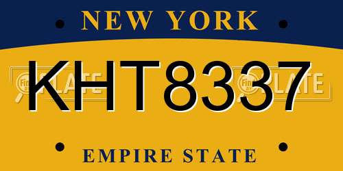 KHT8337 New York License Plate