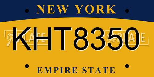 KHT8350 New York License Plate