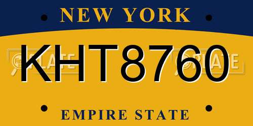 KHT8760 New York License Plate