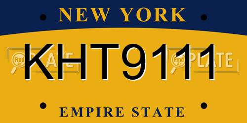 KHT9111 New York License Plate