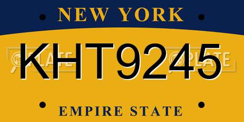 KHT9245 New York License Plate