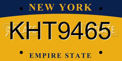 KHT9465 New York License Plate