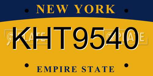 KHT9540 New York License Plate