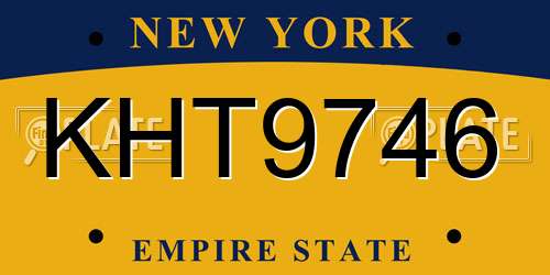 KHT9746 New York License Plate