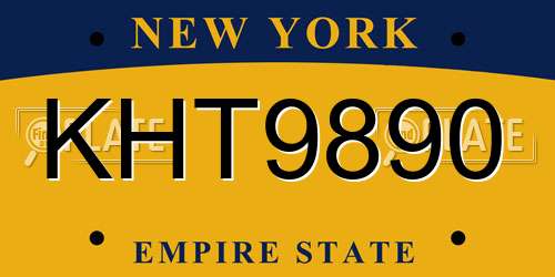 KHT9890 New York License Plate