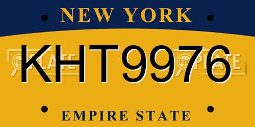 KHT9976 New York License Plate