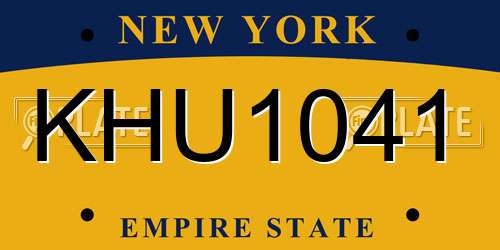 KHU1041 New York License Plate