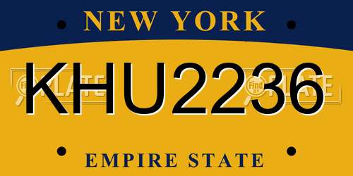 KHU2236 New York License Plate
