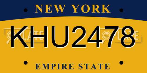 KHU2478 New York License Plate