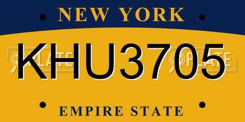 KHU3705 New York License Plate