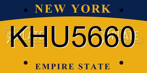 KHU5660 New York License Plate