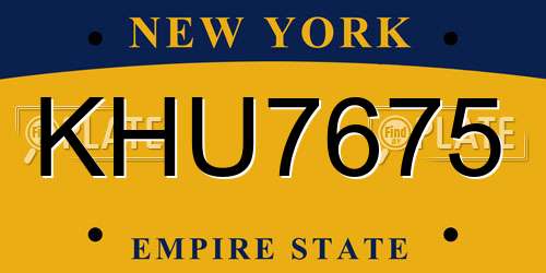 KHU7675 New York License Plate