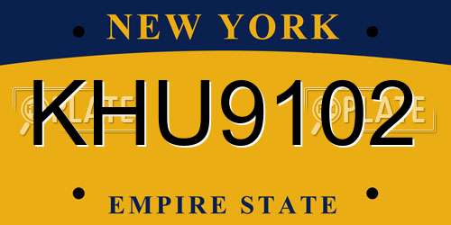 KHU9102 New York License Plate