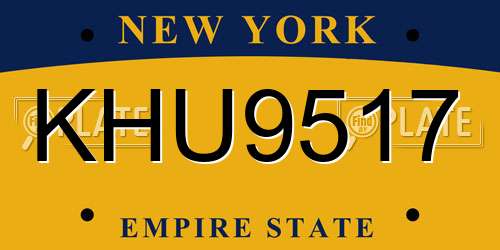 KHU9517 New York License Plate