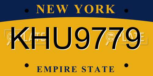 KHU9779 New York License Plate