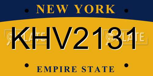 KHV2131 New York License Plate