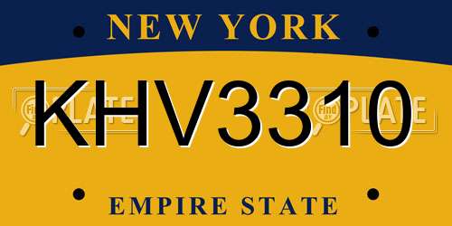 KHV3310 New York License Plate