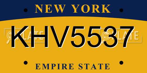 KHV5537 New York License Plate