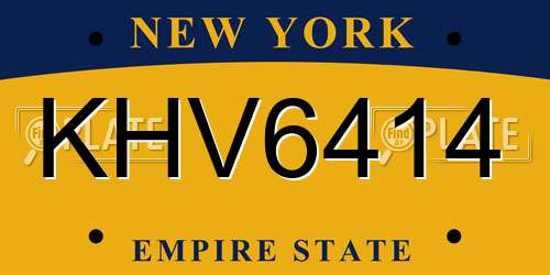 KHV6414 New York License Plate