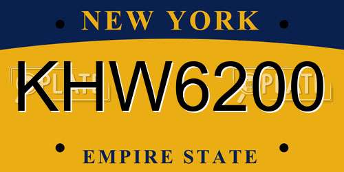 KHW6200 New York License Plate