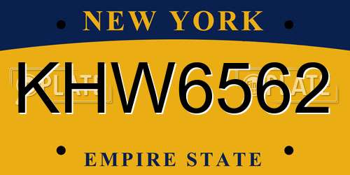 KHW6562 New York License Plate