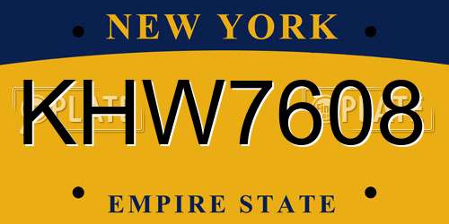 KHW7608 New York License Plate