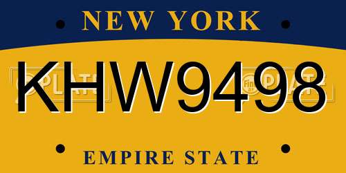 KHW9498 New York License Plate