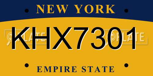 KHX7301 New York License Plate