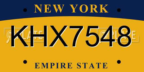 KHX7548 New York License Plate