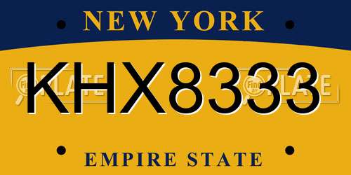 KHX8333 New York License Plate