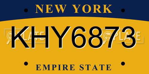 KHY6873 New York License Plate