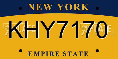 KHY7170 New York License Plate