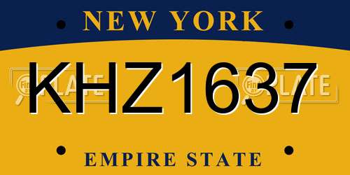 KHZ1637 New York License Plate