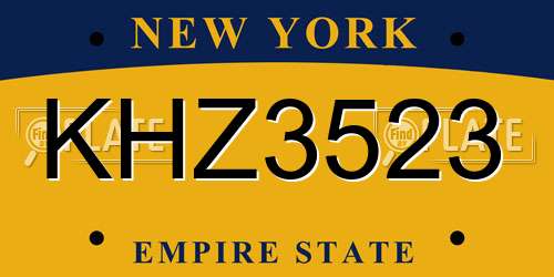 KHZ3523 New York License Plate