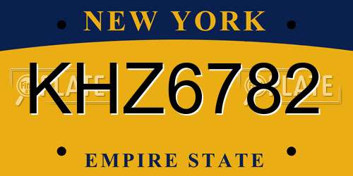KHZ6782 New York License Plate