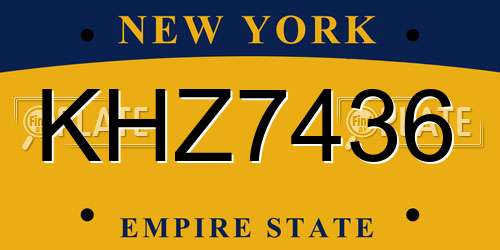 KHZ7436 New York License Plate