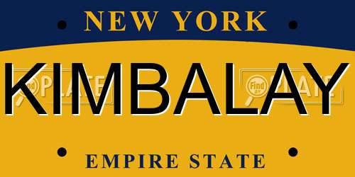 KIMBALAY New York License Plate