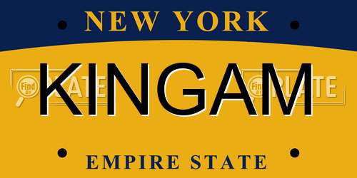 KINGAM New York License Plate