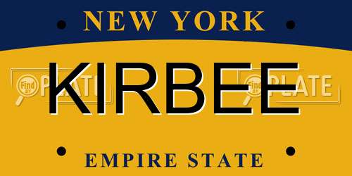 KIRBEE New York License Plate