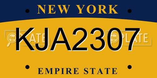 KJA2307 New York License Plate