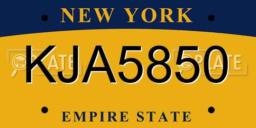 KJA5850 New York License Plate