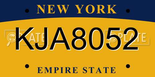KJA8052 New York License Plate