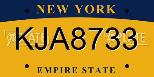 KJA8733 New York License Plate